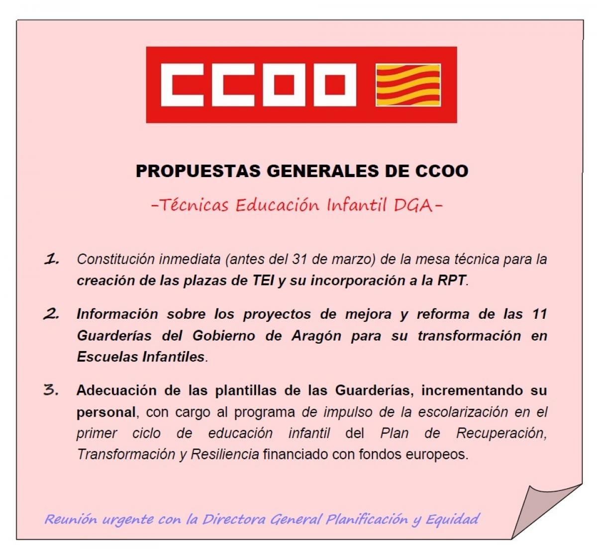 Propuestas generales de CCOO