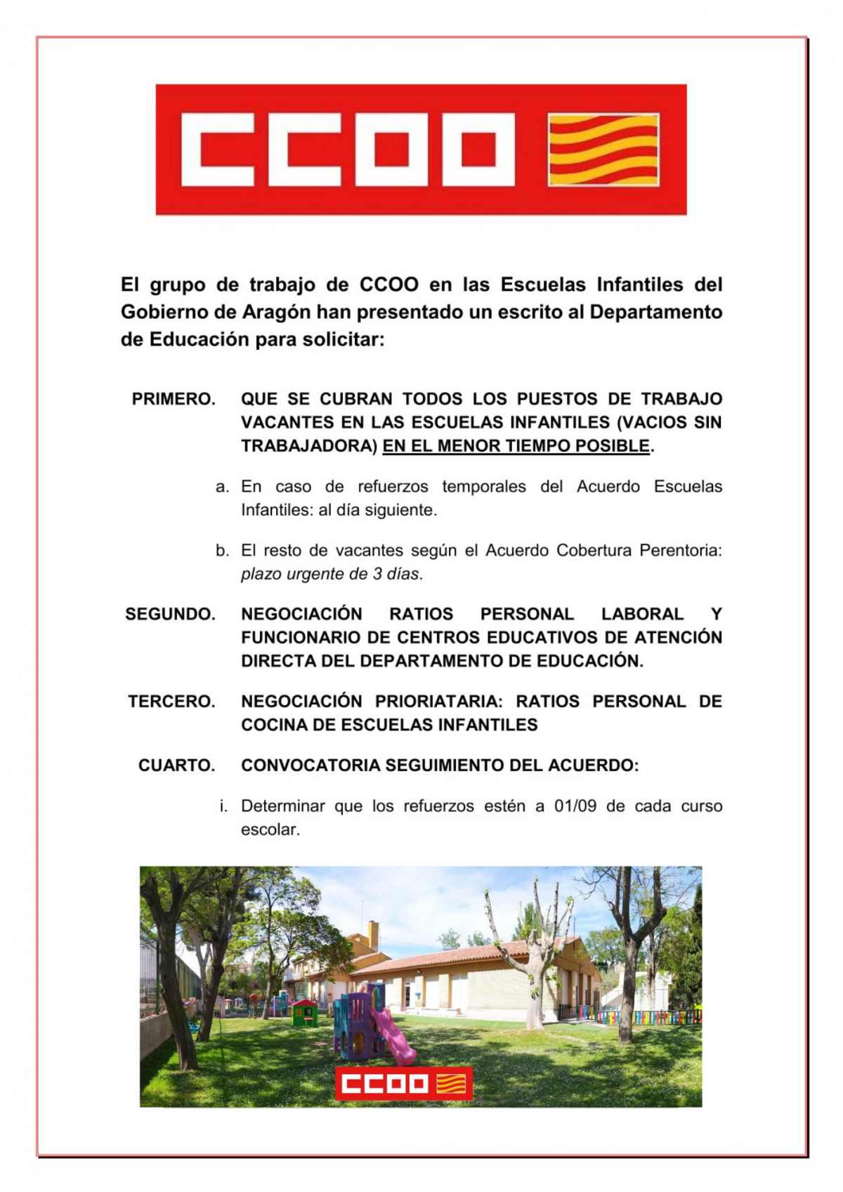 CCOO vuelve a la carga: hay que negociar las ratios!