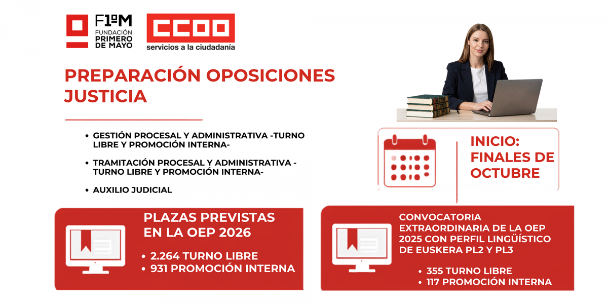 Preparación online de Oposiciones a la Administración de Justicia con FSC-CCOO