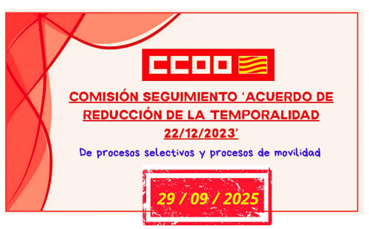Comisión Seguimiento 29/09/2025 de la que CCOO-DGA es parte
