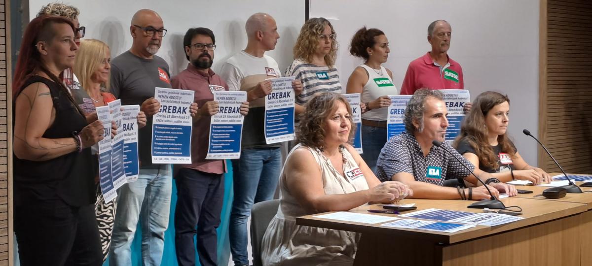 Rueda de prensa de la convocatoria de huelga en el sector pblico.