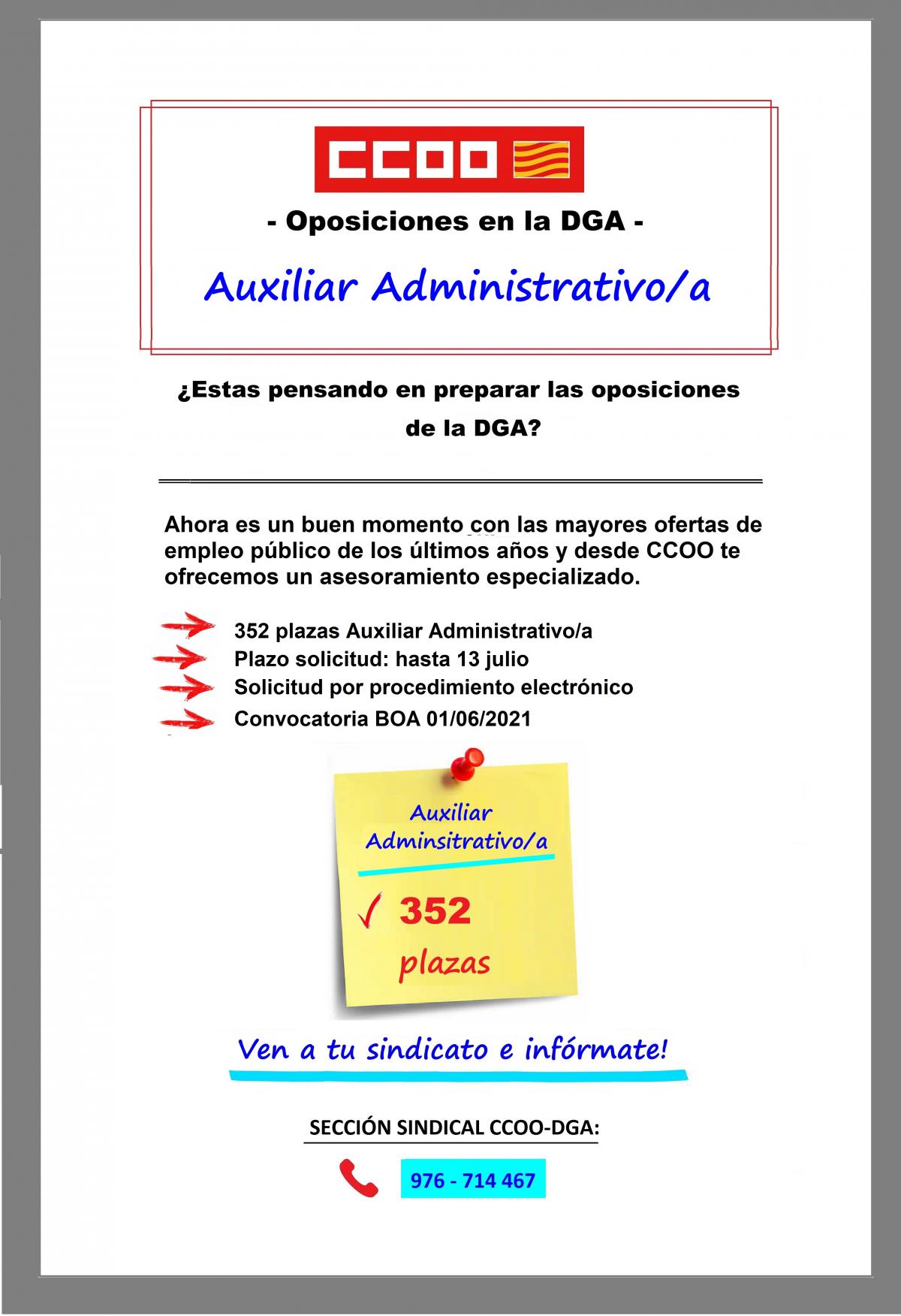 Oposiciones Auxiliar Administrativo/a DGA