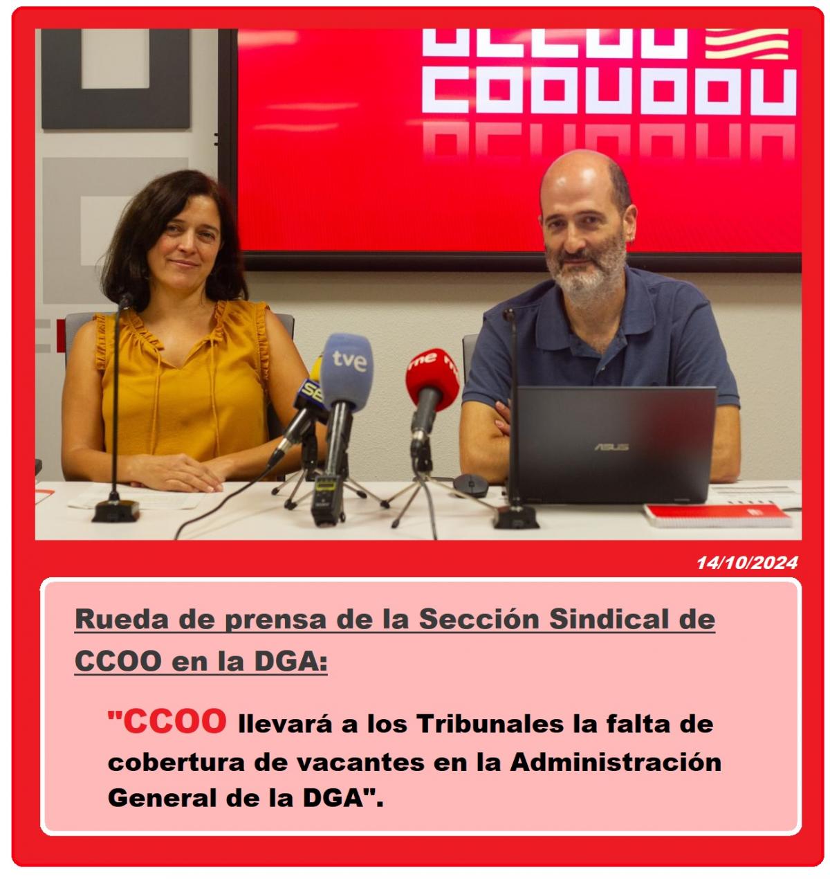 Rueda de prensa de la Seccin Sindical de CCOO en la DGA