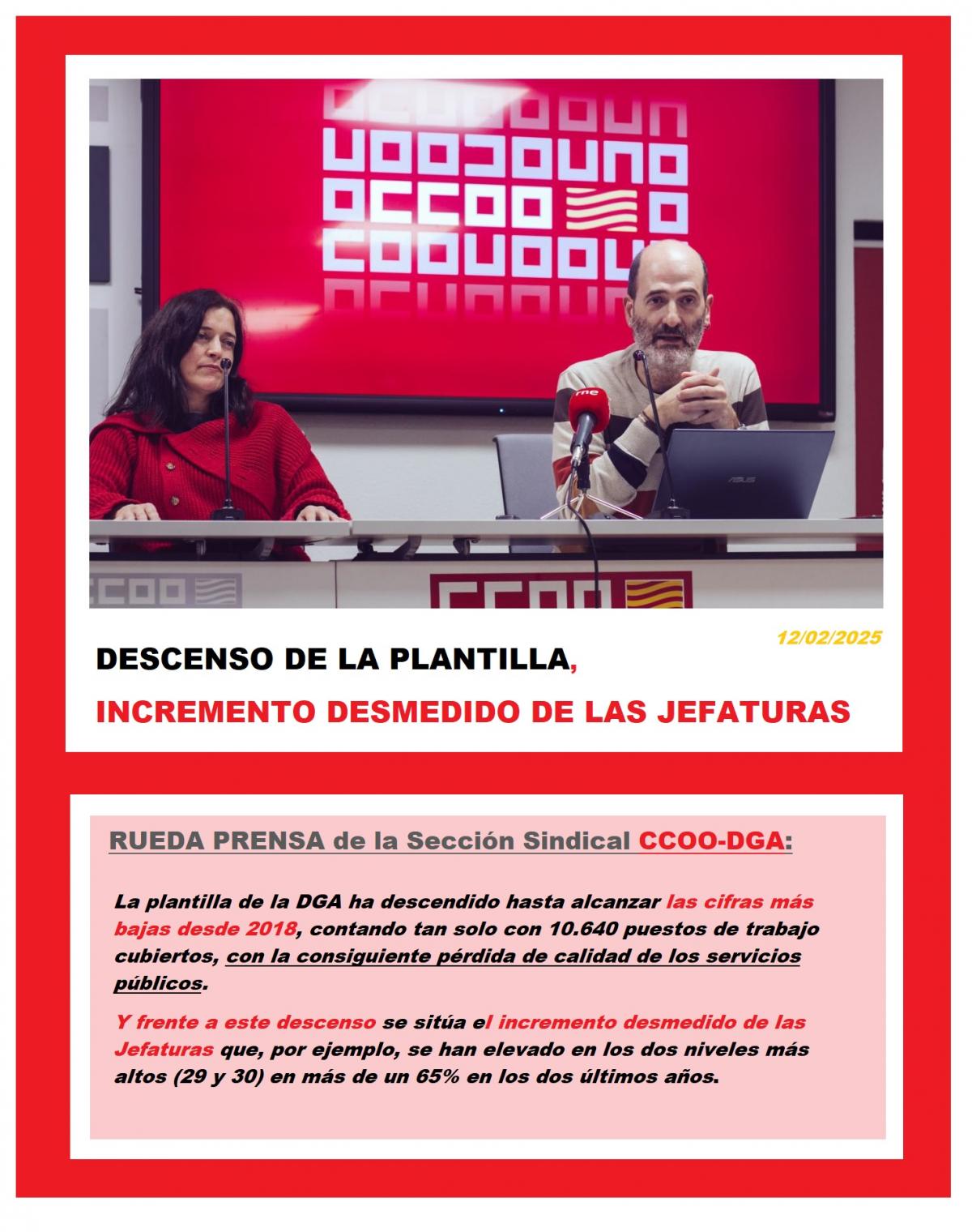 CCOO quiere denunciar la realidad, y no hacer como si no pasara nada.