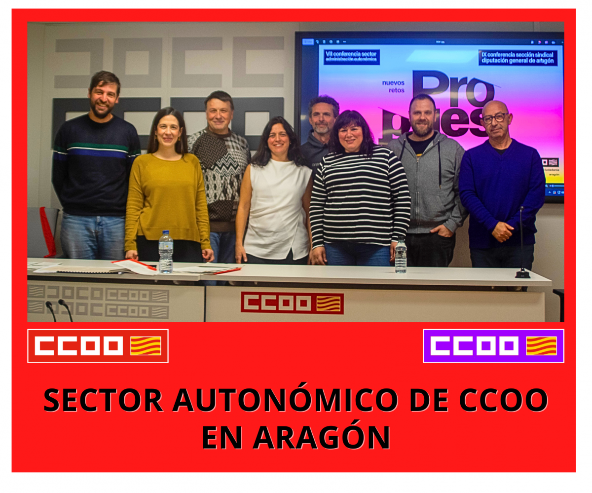 Tania Gonzlez, en el centro (de blanco), junto al equipo que dirigir la Seccin Sindical de la DGA y el Sector Autonmico