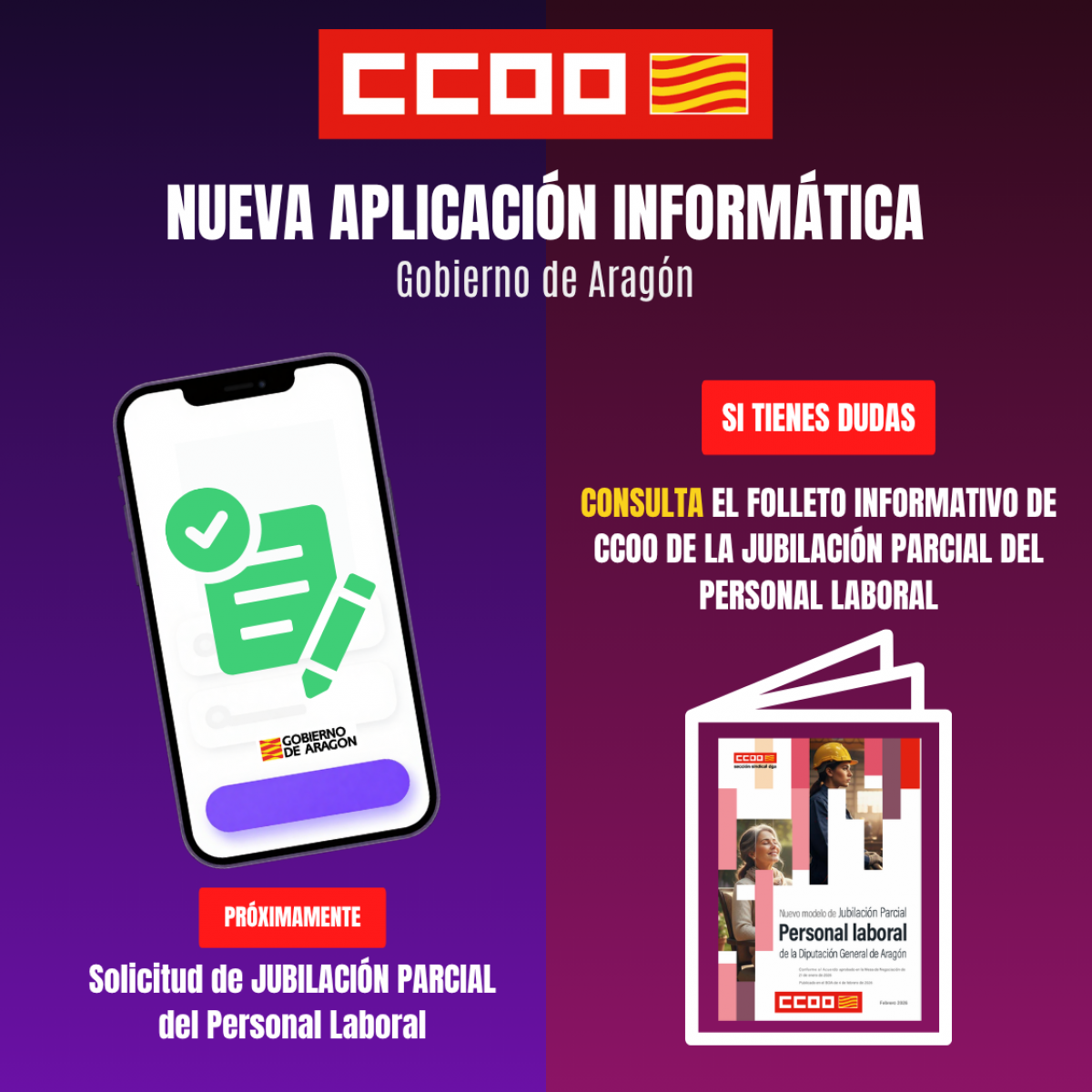 Jubilación Parcial DGA, recoge los acuerdos alcanzados en mesa, propuestos e impulsados por CCOO.
